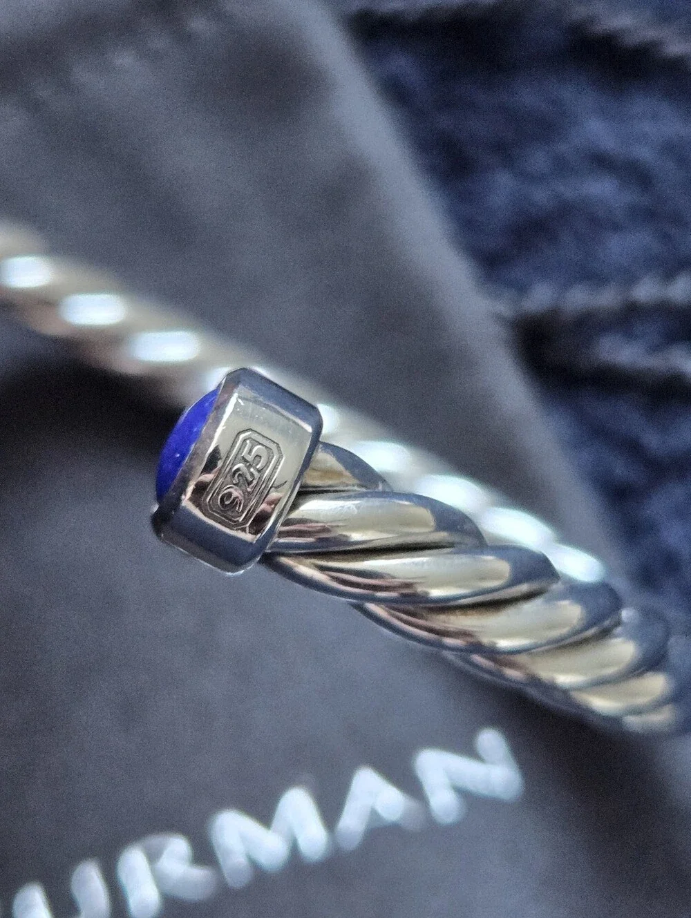 David Yurman Cable Cuff BraceletSterling Silver with Lapis 6mm